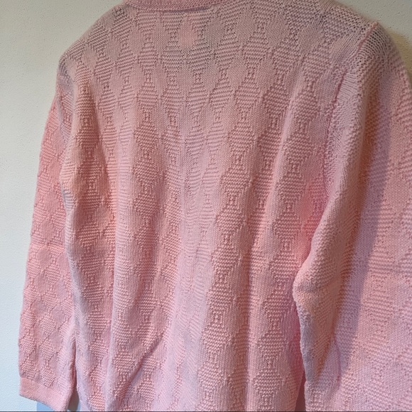 Vintage Pink Diamond Textured Button Up Cardigan Size S Spring Coquette Ballet - Picture 7 of 9
